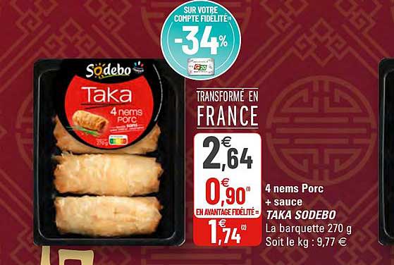 4 nems porc + sauce taka sodebo