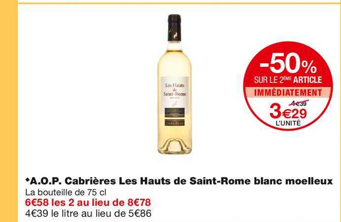 a.o.p. cabrières les hauts de saint-rome blanc moelleux