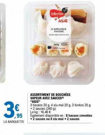 assortiment de bouchées vapeur avec sauce "agis"