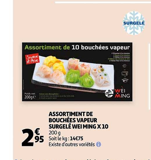 assortiment de bouchées vapeur surgelé wei ming x10