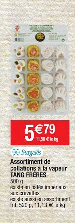 assortiment de collations à la vapeur tang frères