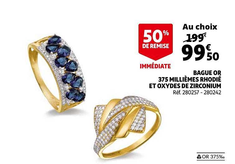 bague or 375 millièmes rhodié et oxydes de zirconium