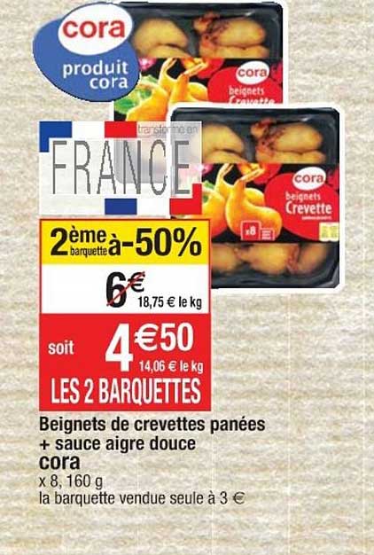 beignets de crevettes panée + sauce aigre douce cora