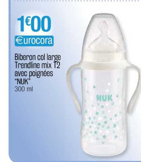 Biberon Col Large Trendline Mix T2 Avec Poignées "nuk"