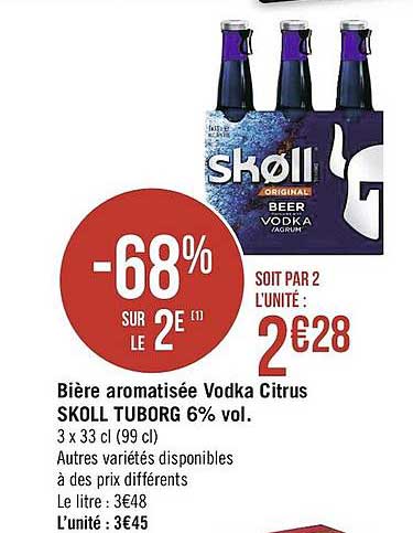 bière aromatisée vodka citrus skoll tuborg 6% vol.