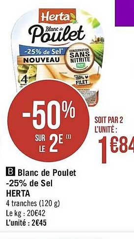 Blanc De Poulet -25% De Sel Herta
