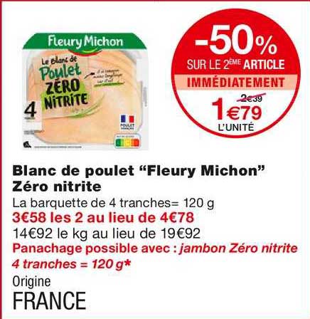 blanc de poulet "fleury michon" zéro nitrite