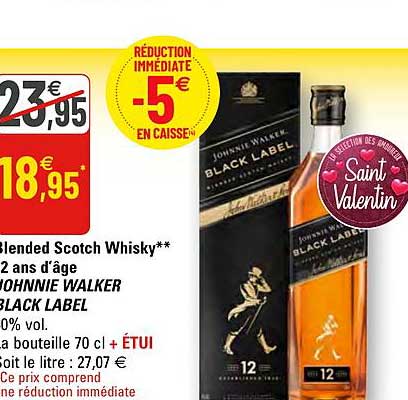 blended scotch whisky 2 ans d'âge johnnie walker black label
