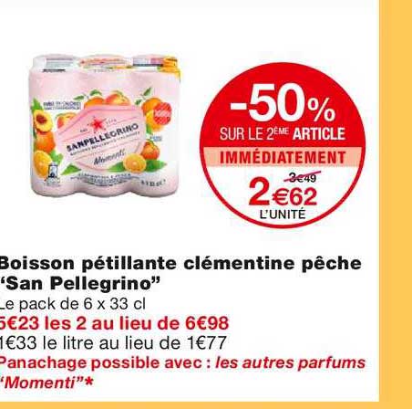 boisson pétillante clémentine pêche "san pellegrino"