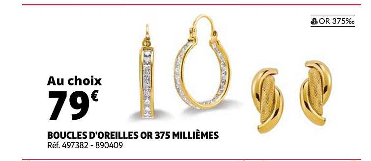 boucles d'oreilles or 375 millièmes