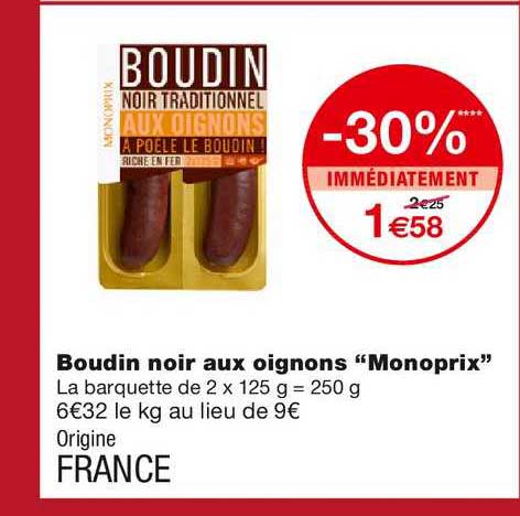 Boudin Noir Aux Oignons "monoprix"