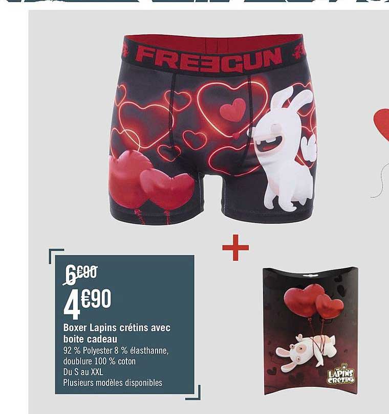 boxer lapins crétins avec boîte cadeau