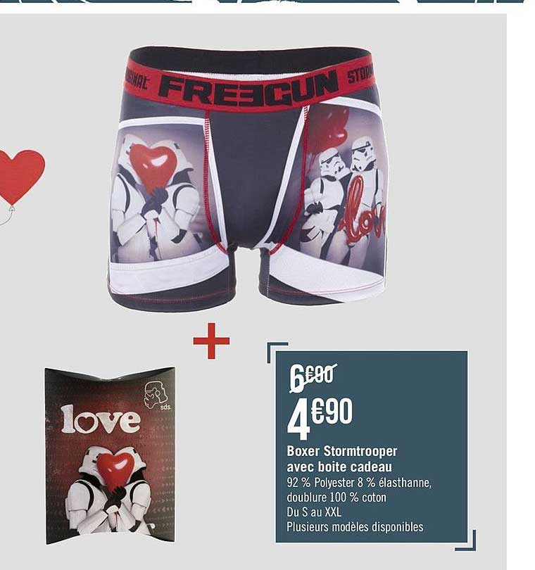 boxer stormtrooper avec boîte cadeau