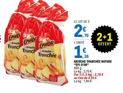 brioche tranchée nature "épi d'or"