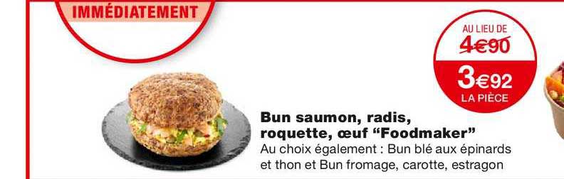 Bun Saumon, Radis, Roquette, œuf "foodmaker"