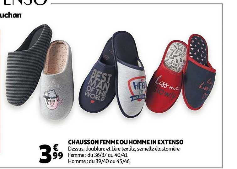 chausson femme ou homme in extenso