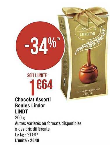 chocolat assorti boules lindor lindt