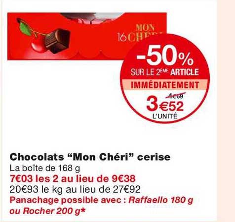 chocolats "mon chéri" cerise