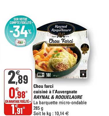 chou farci cuisiné à l'auvergnate raynal & roquelaure