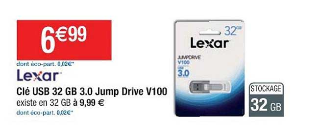 clé usb 32 gb 3.0 jump drive v100 lexar