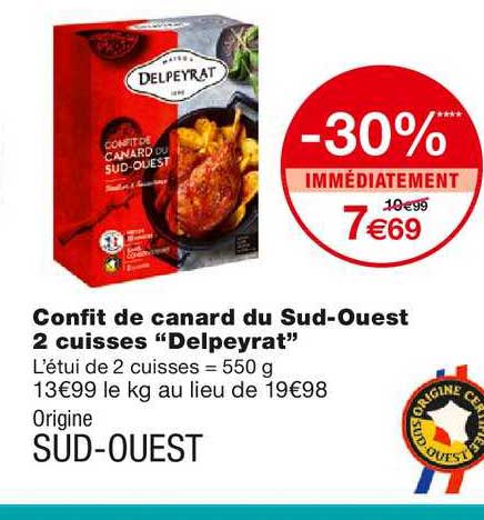 confit de canard du sud-ouest 2 cuisses "delpeyrat"