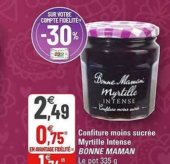 confiture moins sucrée myrtille intense bonne maman