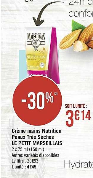 crème mains nutrition peaux très sèches le petit marseillais
