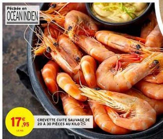 crevette cuite sauvage de 20 à 30 pièces au kilo