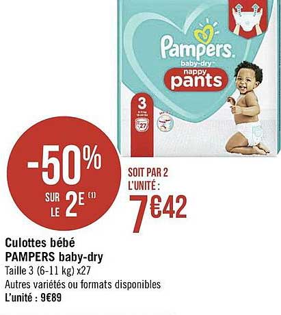 culottes bébé pampers baby-dry