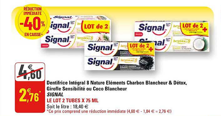 dentifrice intégral 8 nature éléments charbon blancheur & détox, girofle sensibilité ou coco blancheur signal