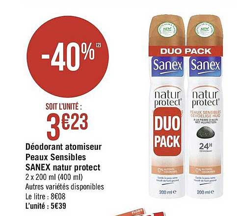 déodorant atomiseur peaux sensibles sanex natur protect