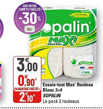 essuie-tout max'rouleau blanc 2=4 sopalin
