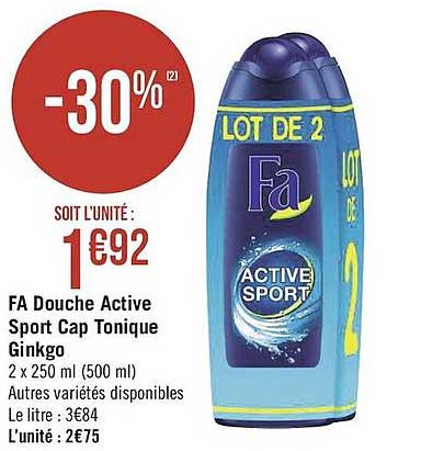 fa douche active sport cap tonique ginkgo