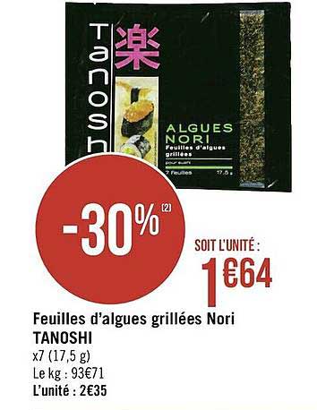 feuilles d'algues grillées nori tanoshi