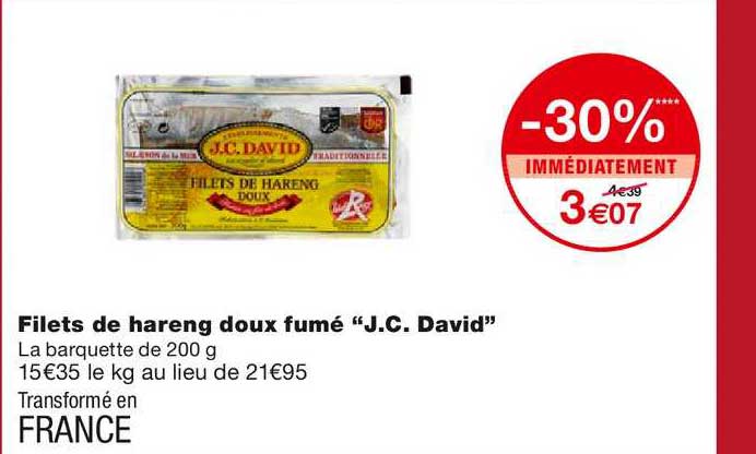 filets de hareng doux fumé "j.c. david"
