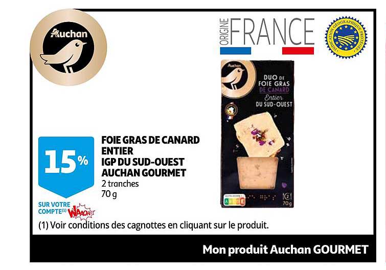 foie gras de canard entier igp du sud-ouest auchan gourmet