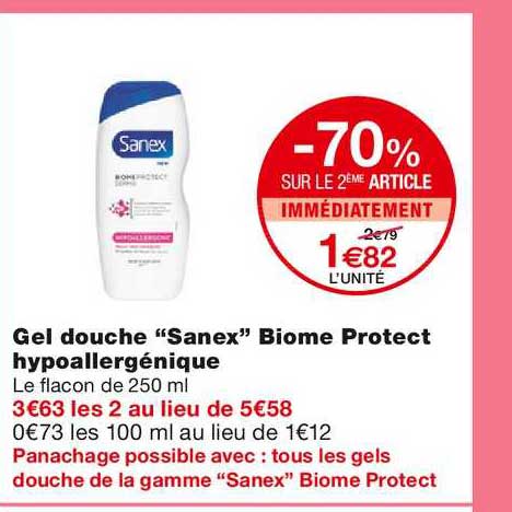 Gel Douche "sanex" Biome Protect Hypoallergénique