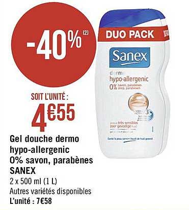 gel douche dermo hypo-allergenic sanex