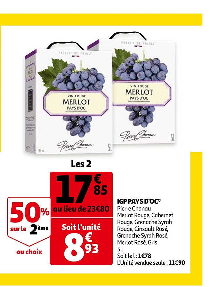 igp pays d'oc pierre chanau merlot rouge