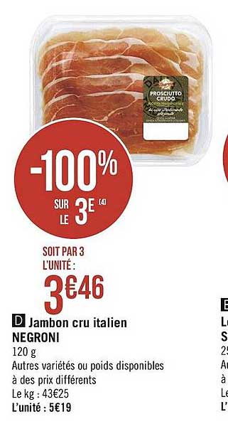 Jambon Cru Italien Negroni