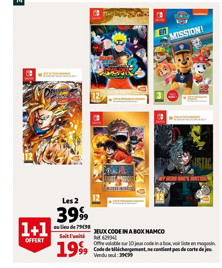 jeux code in a box namco