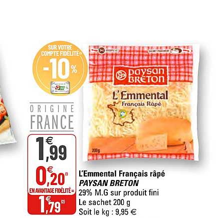 l'emmental français râpé paysan breton