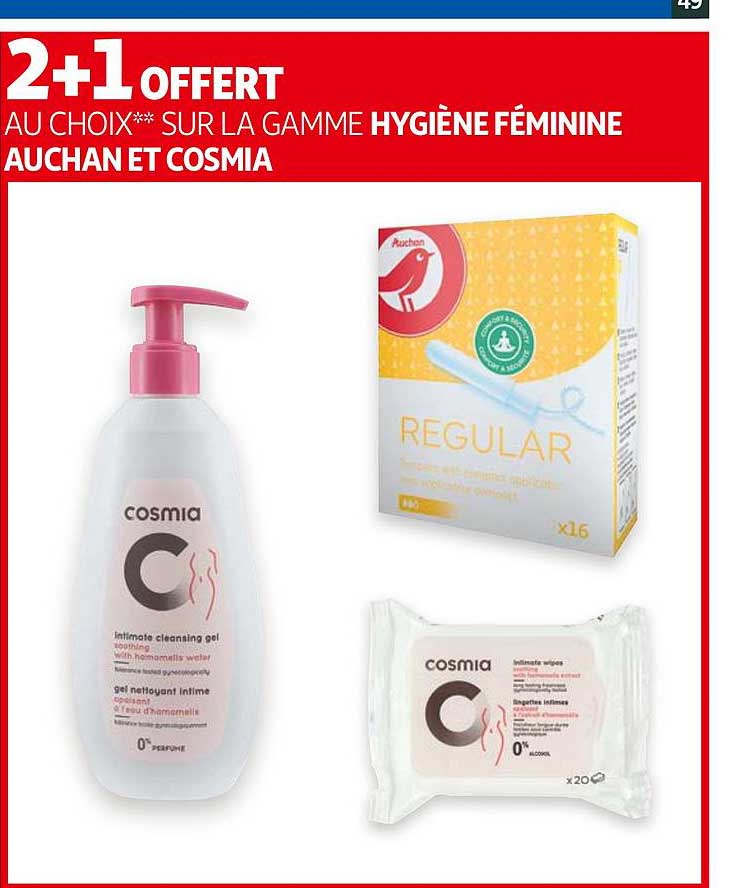 la gamme hygiène féminine auchan et cosmia