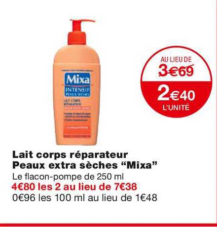 lait corps réparateur peaux extra sèches "mixa"