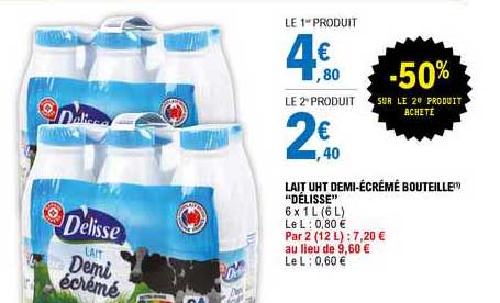 lait uht demi-écrémé bouteille "délisse"