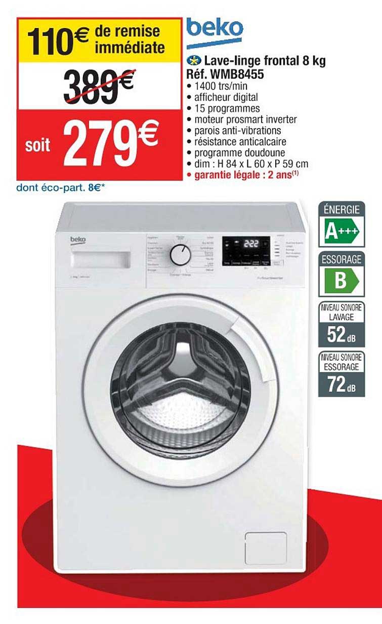 lave-linge frontal 8 kg beko