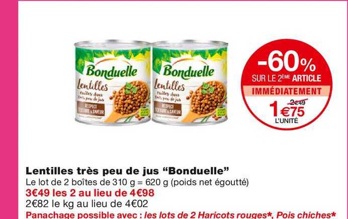 lentilles très peu de jus "bonduelle"