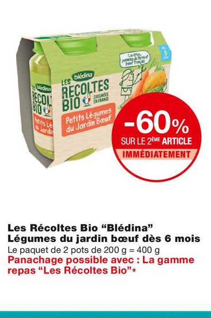 Les Récoltes Bio "blédina" Légumes Du Jardin Bœuf Dès 6 Mois