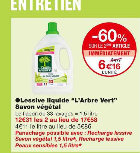 lessive liquide "l'arbre vert" savon végétal