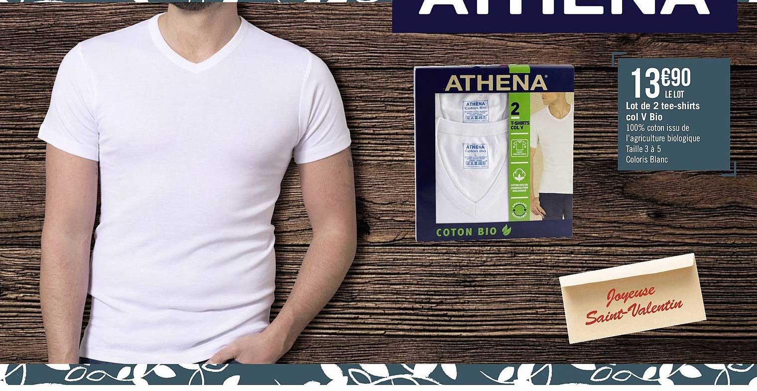 lot de 2 tee-shirts col v bio athena